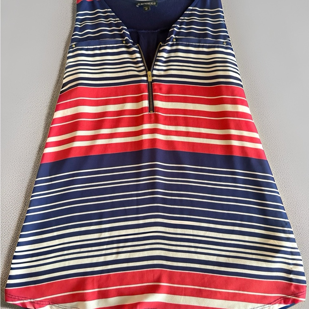 Express Navy and Red Striped Tank Top